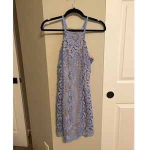 Light blue lace mini dress